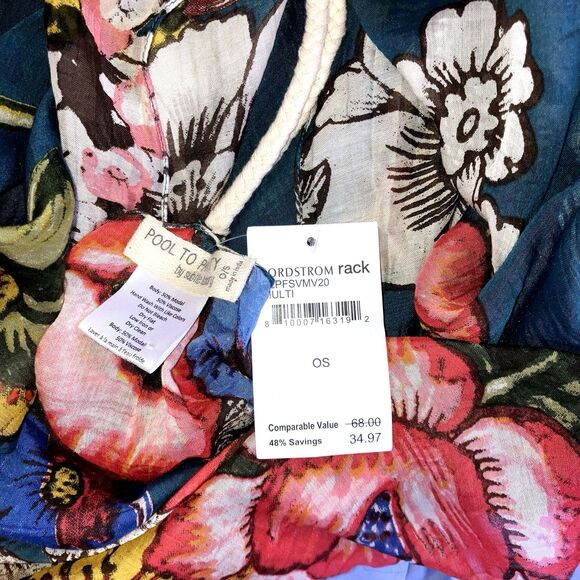 POOL TO PARTY SUBTLE LUXURY OSFM Swim Cover Up Floral One Size Swimwear - Picture 6 of 6